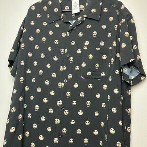 Jack Skelington NBC Hawaiian Shirt Black Geometric XL Disney